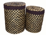Top-tier Water Hyacinth Laundry Basket Set - Custom-made Zigzag Weave Storage Solutions